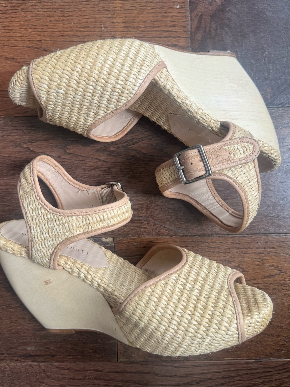 Loeffler Randall Raffia Peep Toe Wedges Size 9 - Picture 1 of 16